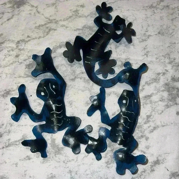 Metal Gecko Decor Set Of 3 - Picture 2 of 5
